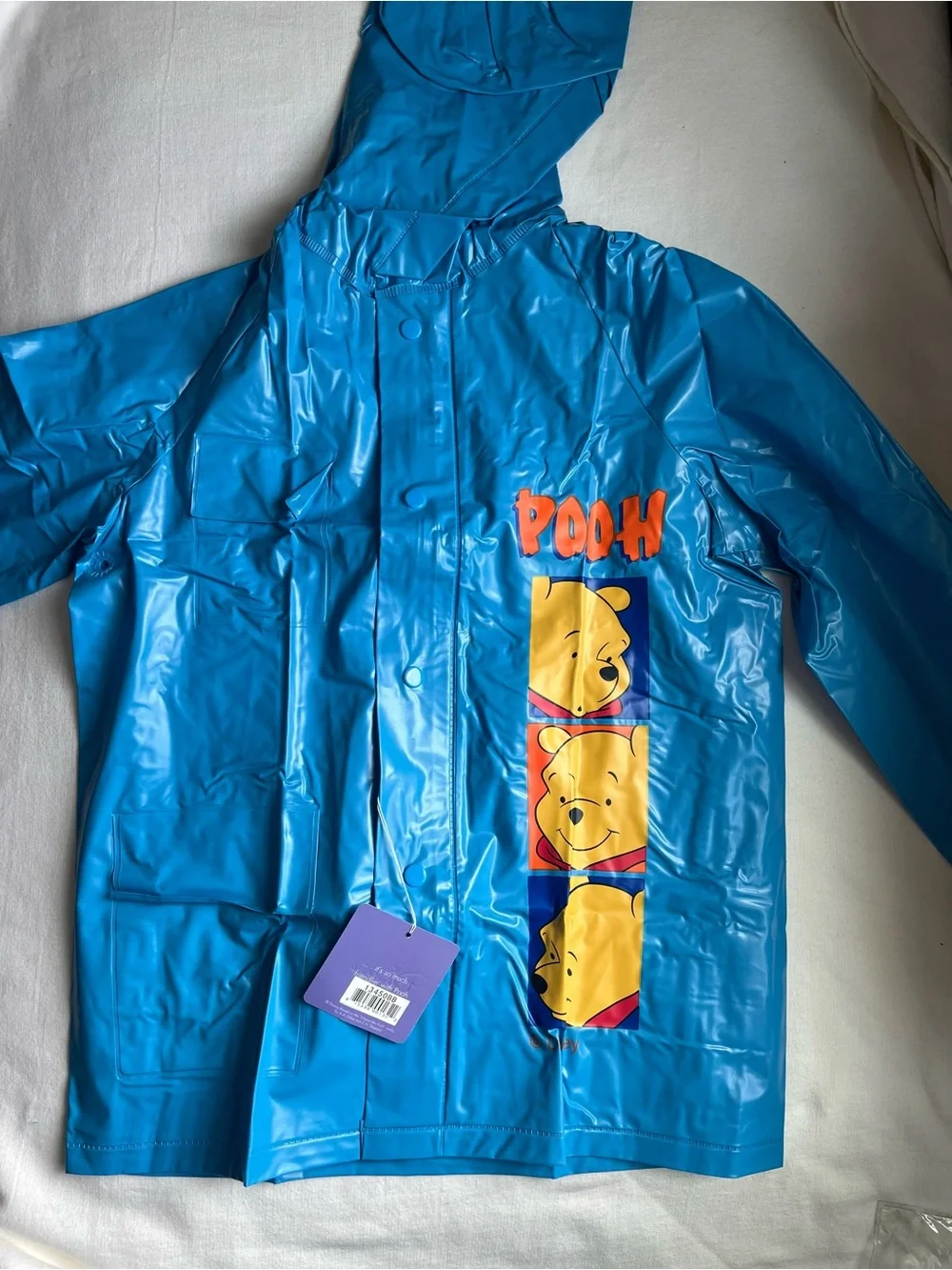 Vintage Disney Blue Winnie the Pooh Kids Raincoat Y2K Deadstock